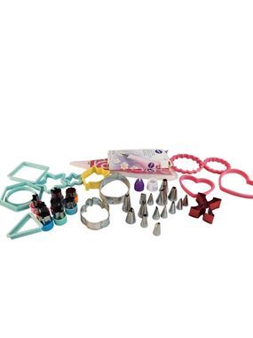 Assorted Cookie Cutters & Decorating Tools Set 50-Piece Stainless Steel & Plasti